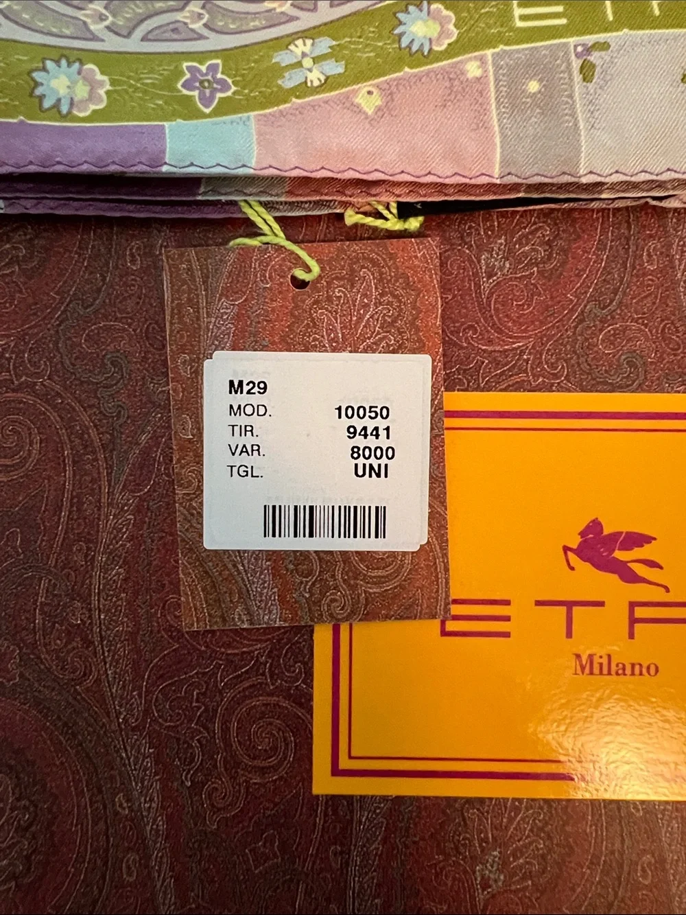 Etro Silk Paisley Scarf in Lavender, Olive & Cream